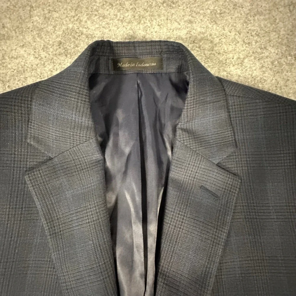 Lauren Ralph Lauren Blazer Mens 40R Blue Plaid Two Button Wool Blend